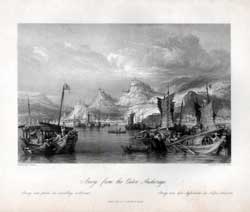 H.M.Ship Imogene and Andromache pafsing the Batteries of Bocca Tigris