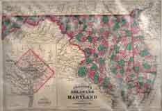 Map of Delaware and Maryland with DC Insert