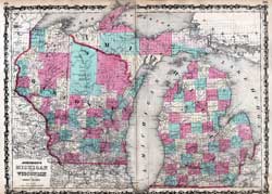 Johnson’s Map of Michigan and Wisconsin