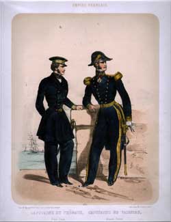 Capitaine de Fregate, Petite Tenue. Capitaine de Vaisseau, Grand Tenue.  Empire Francais.