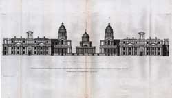 The General Front of the Royal Hospital at Greenwich.  Vol. 1, pl. 84 - 85.